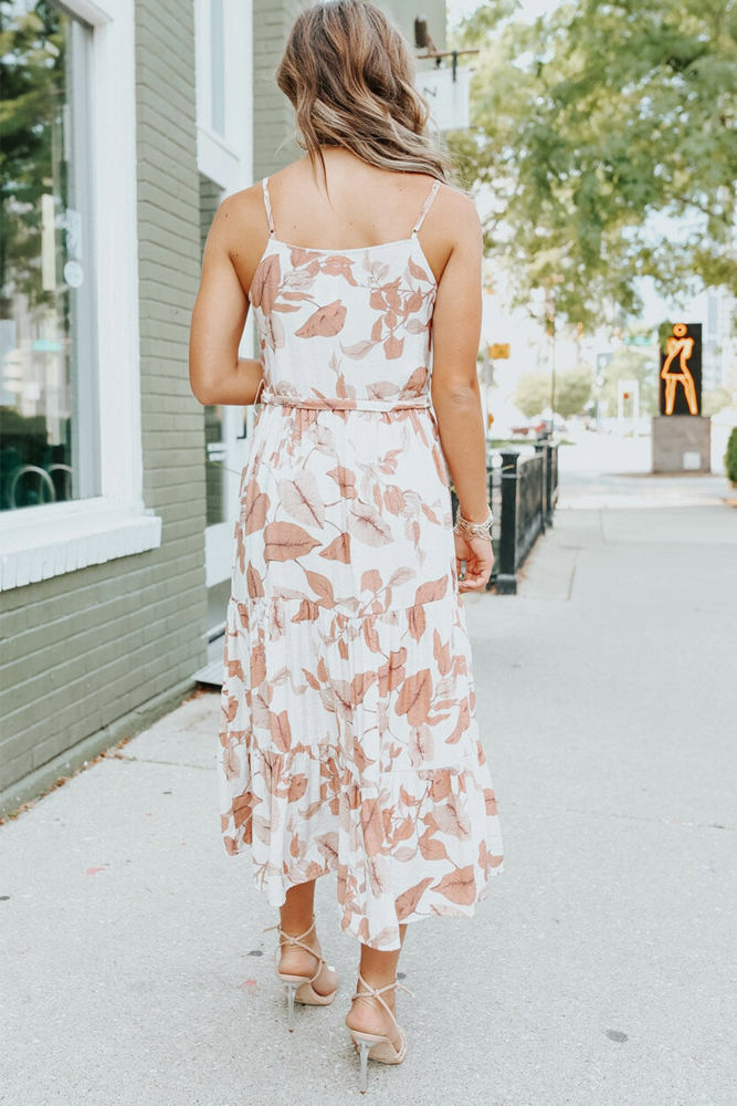 Airy White Leaf Midi Dress