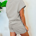 Small Gray Sleek Gray 2 Piece Textured Top Shorts Set