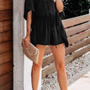 Large Black Cascading Sleeve Romper