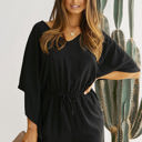 Small Black Cascading Sleeve Romper