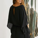 Small Black Cascading Sleeve Romper