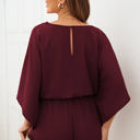 Small Wine Cascading Sleeve Romper