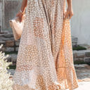  Smocked Waist Buttoned Bohemian Floral Maxi Skirt