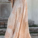  Smocked Waist Buttoned Bohemian Floral Maxi Skirt