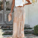  Smocked Waist Buttoned Bohemian Floral Maxi Skirt