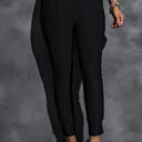 Large Black Pleated High Waist Pocket Leggings Pants