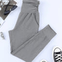 Large Gray Pleated High Waist Pocket Leggings Pants