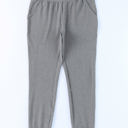 Large Gray Pleated High Waist Pocket Leggings Pants