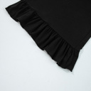  Black Ruffled Wide Leg Pull On High Waist Pants with Pockets