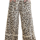  Khaki Leopard Wide Leg Cropped Pocket Pants