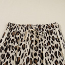  Khaki Leopard Wide Leg Cropped Pocket Pants