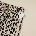  Khaki Leopard Wide Leg Cropped Pocket Pants
