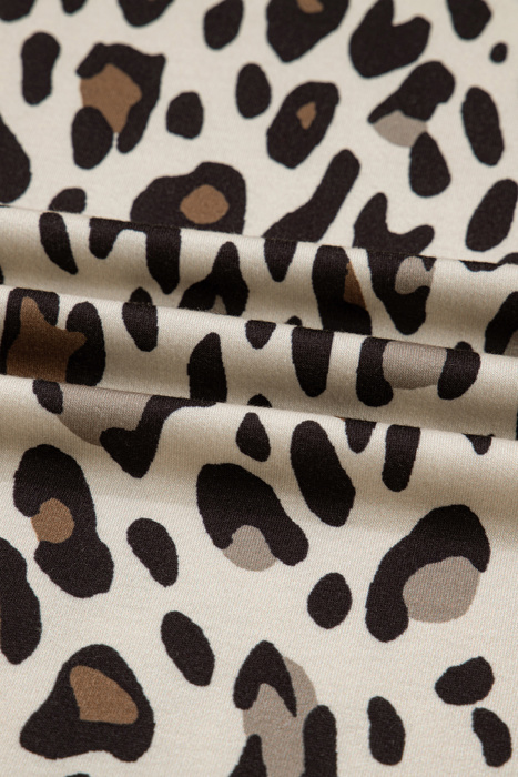 Khaki Leopard Wide Leg Cropped Pocket Pants