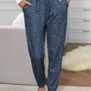 Large Blue Comfy Leopard Joggers