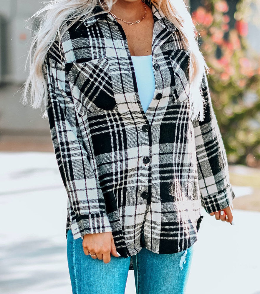 Boyfriend Plaid Shacket Coat