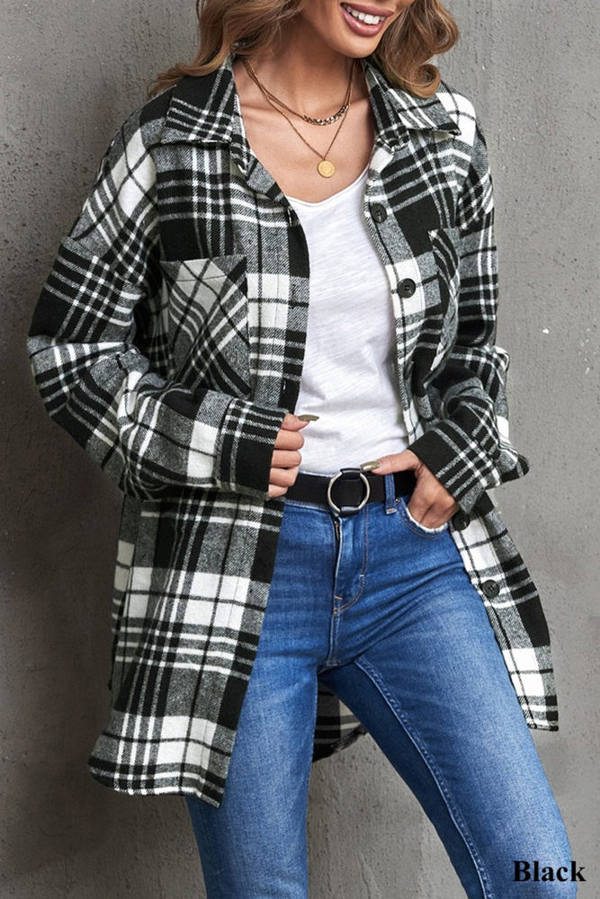 Boyfriend Plaid Shacket Coat