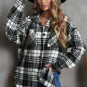 Small Black Boyfriend Plaid Shacket Coat