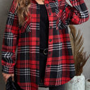 Small Red Boyfriend Plaid Shacket Coat