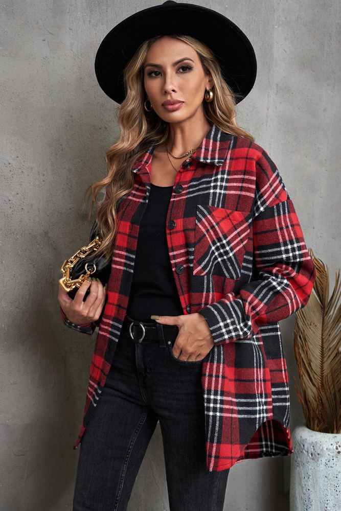 Boyfriend Plaid Shacket Coat