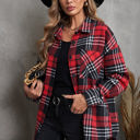 Small Red Boyfriend Plaid Shacket Coat