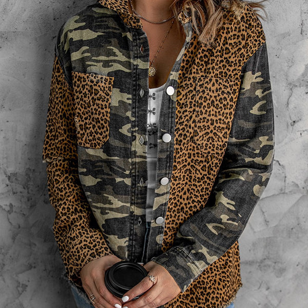 Distressed Leopard Camo Shacket