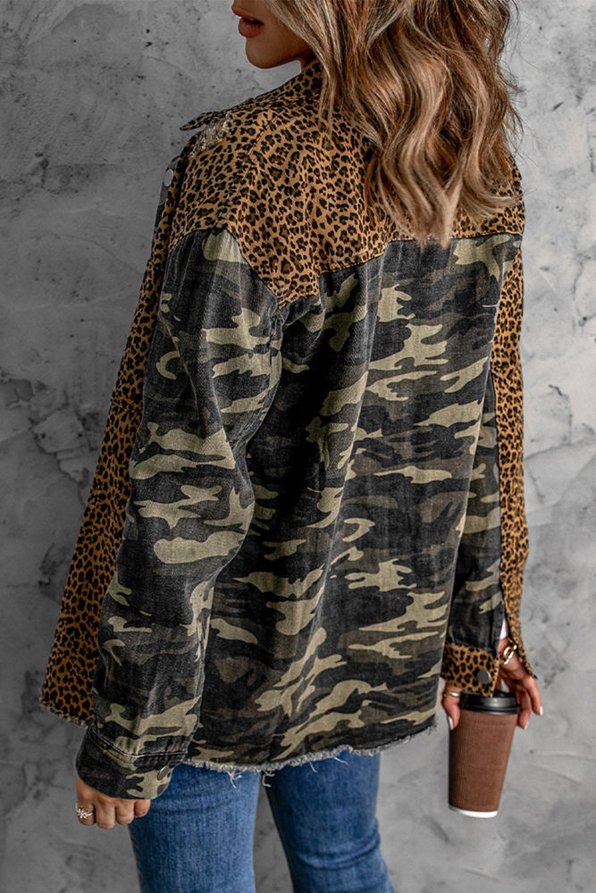 Distressed Leopard Camo Shacket