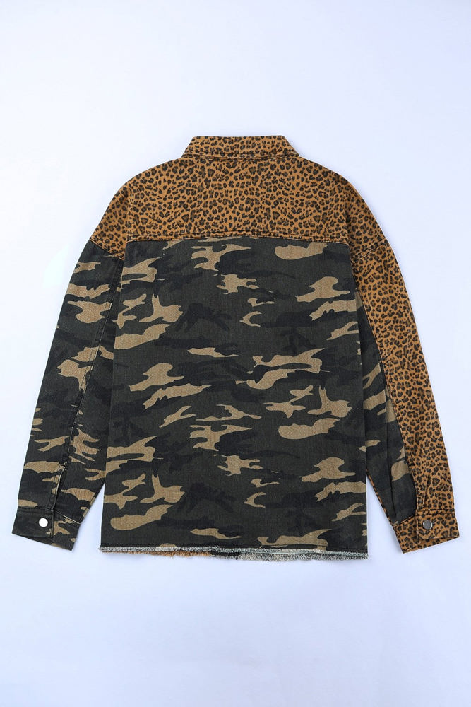 Distressed Leopard Camo Shacket