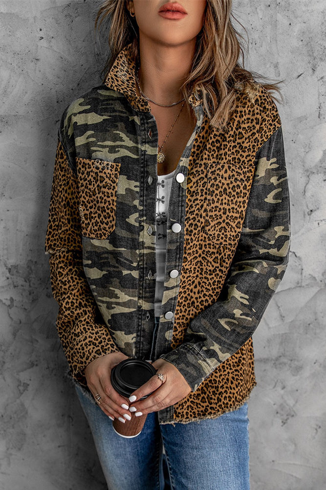 Distressed Leopard Camo Shacket