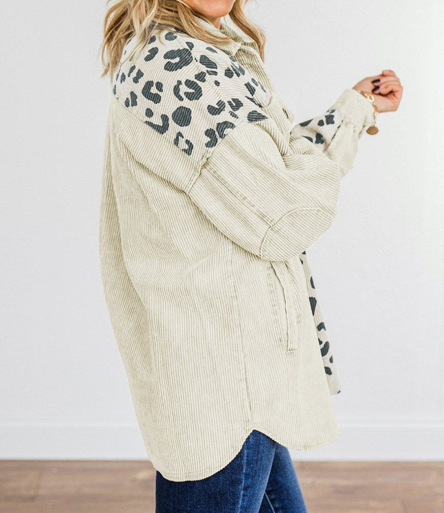 Neutral Leopard Corduroy Jacket