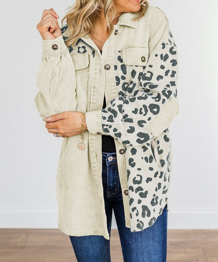 Neutral Leopard Corduroy Jacket