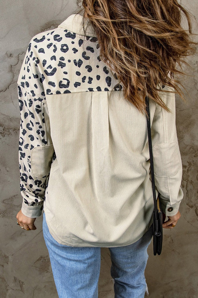 Neutral Leopard Corduroy Jacket