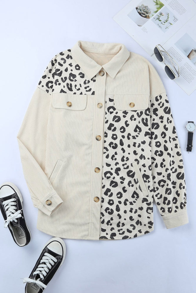 Neutral Leopard Corduroy Jacket