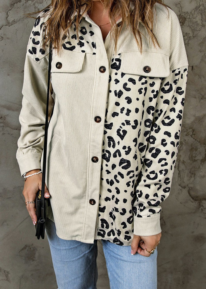 Neutral Leopard Corduroy Jacket