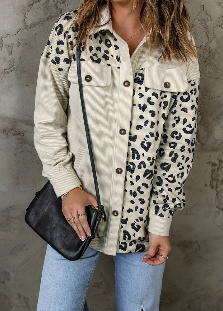 Neutral Leopard Corduroy Jacket