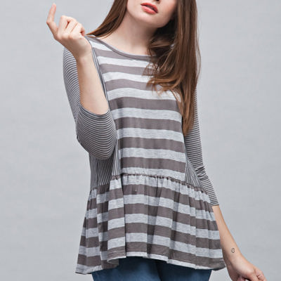 Contrast Stripe Ruffle Tunic