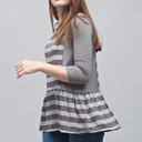  Contrast Stripe Ruffle Tunic