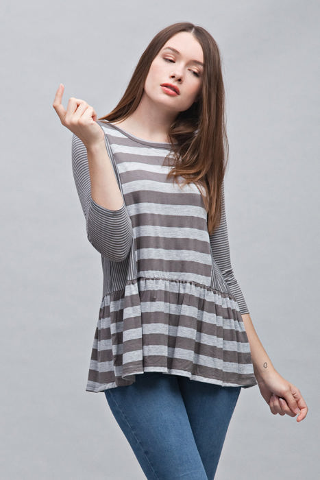 Contrast Stripe Ruffle Tunic