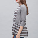 Large Contrast Stripe Ruffle Tunic