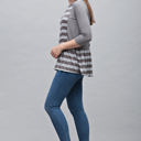 Large Contrast Stripe Ruffle Tunic