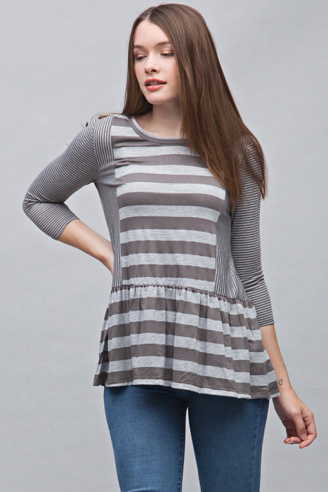 Contrast Stripe Ruffle Tunic