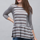 Large Contrast Stripe Ruffle Tunic