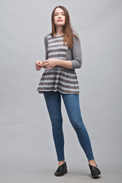 Contrast Stripe Ruffle Tunic