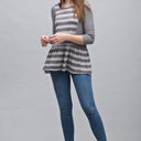 Large Contrast Stripe Ruffle Tunic
