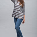 Large Contrast Stripe Ruffle Tunic