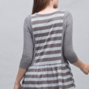 Large Contrast Stripe Ruffle Tunic