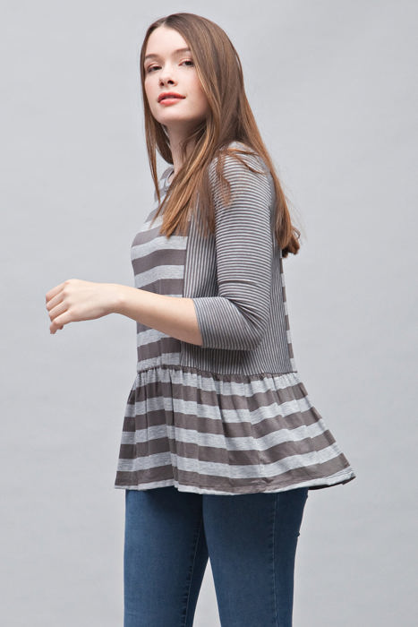 Contrast Stripe Ruffle Tunic