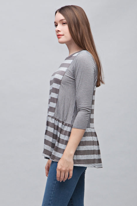 Contrast Stripe Ruffle Tunic