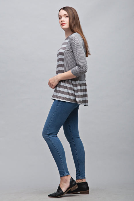 Contrast Stripe Ruffle Tunic