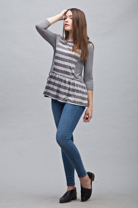 Contrast Stripe Ruffle Tunic