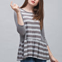 Small Contrast Stripe Ruffle Tunic